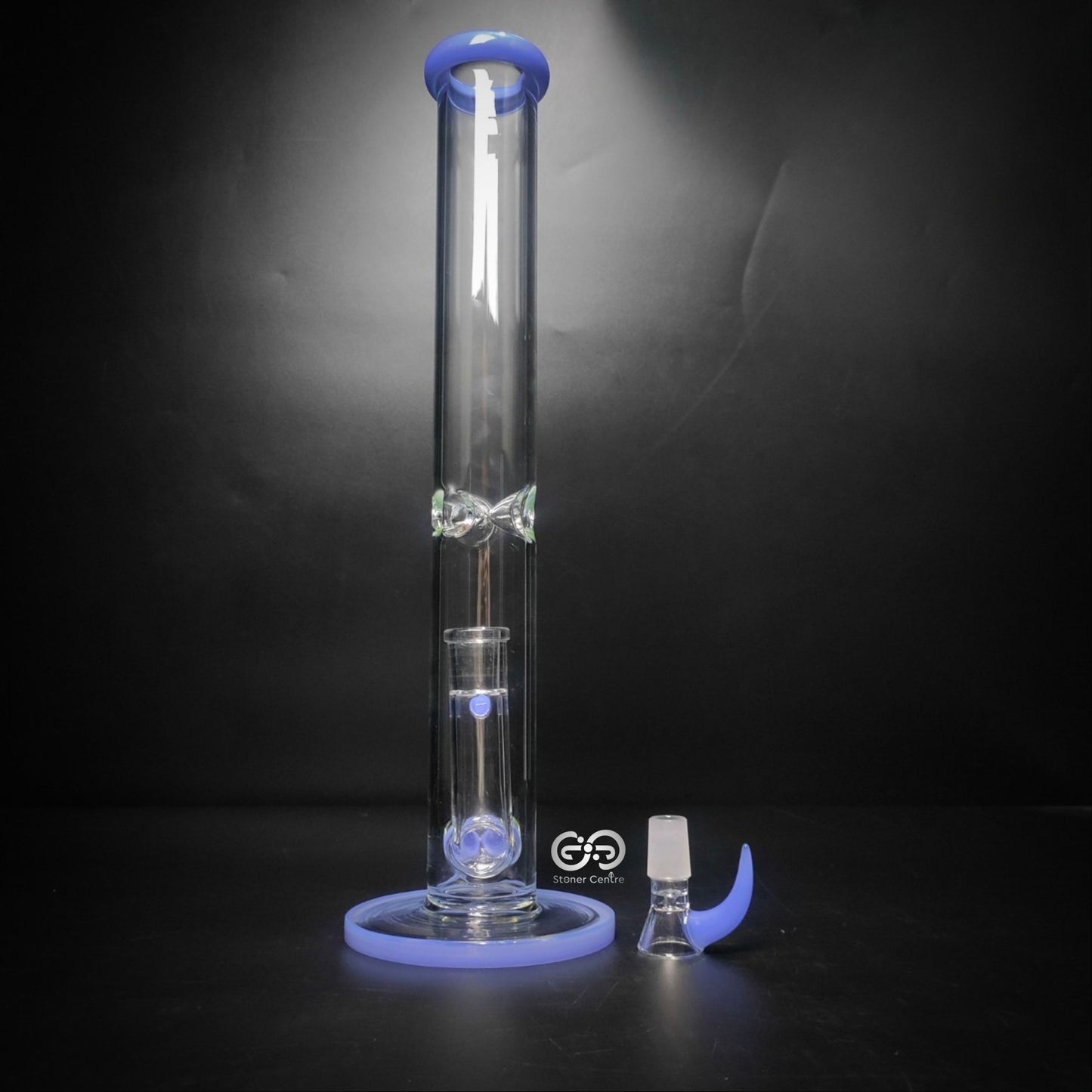 Glass Bong | NO LOGO STR WITH DOUBLE INLINE PERC 18 MM COLORFUL HORN 17 INCH