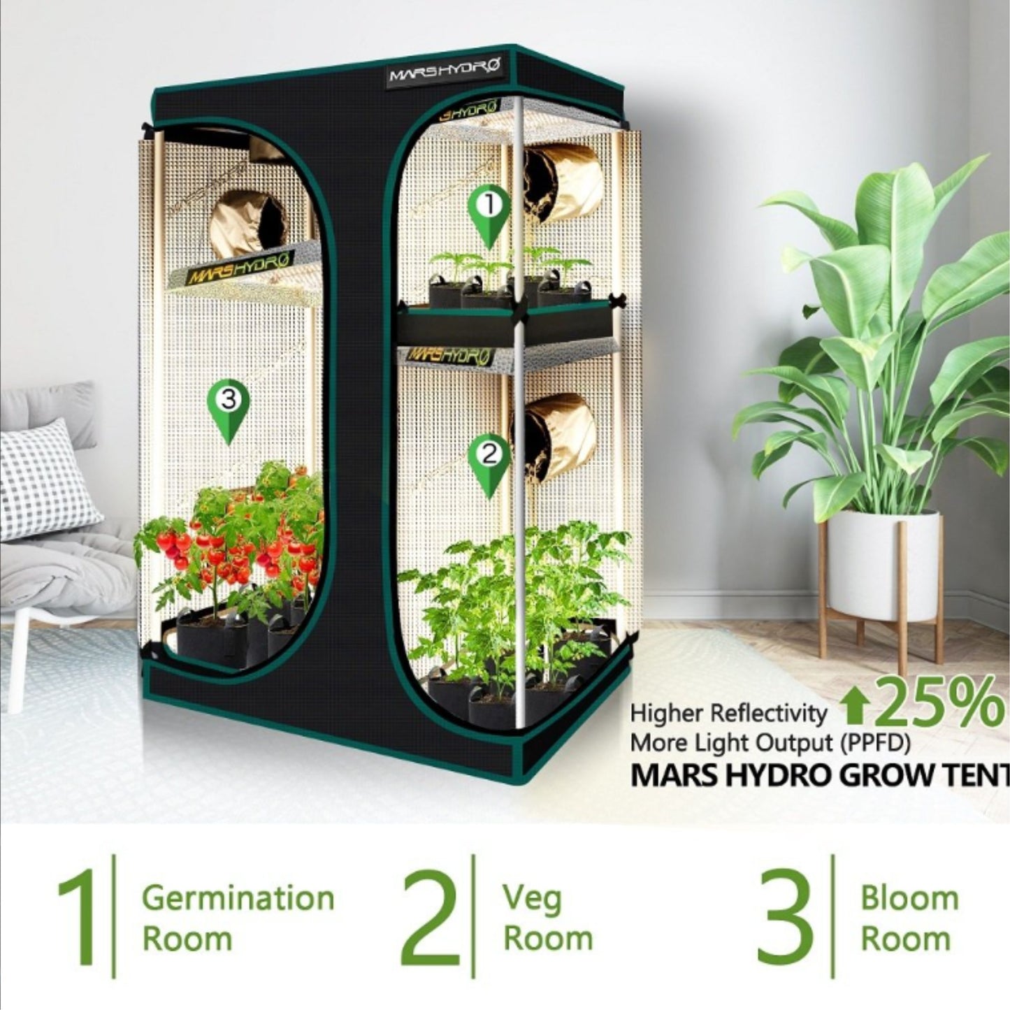 GROWING TOOLS | MASR HYDRO 2 IN 1 GROW TENT 150x120x200 CM