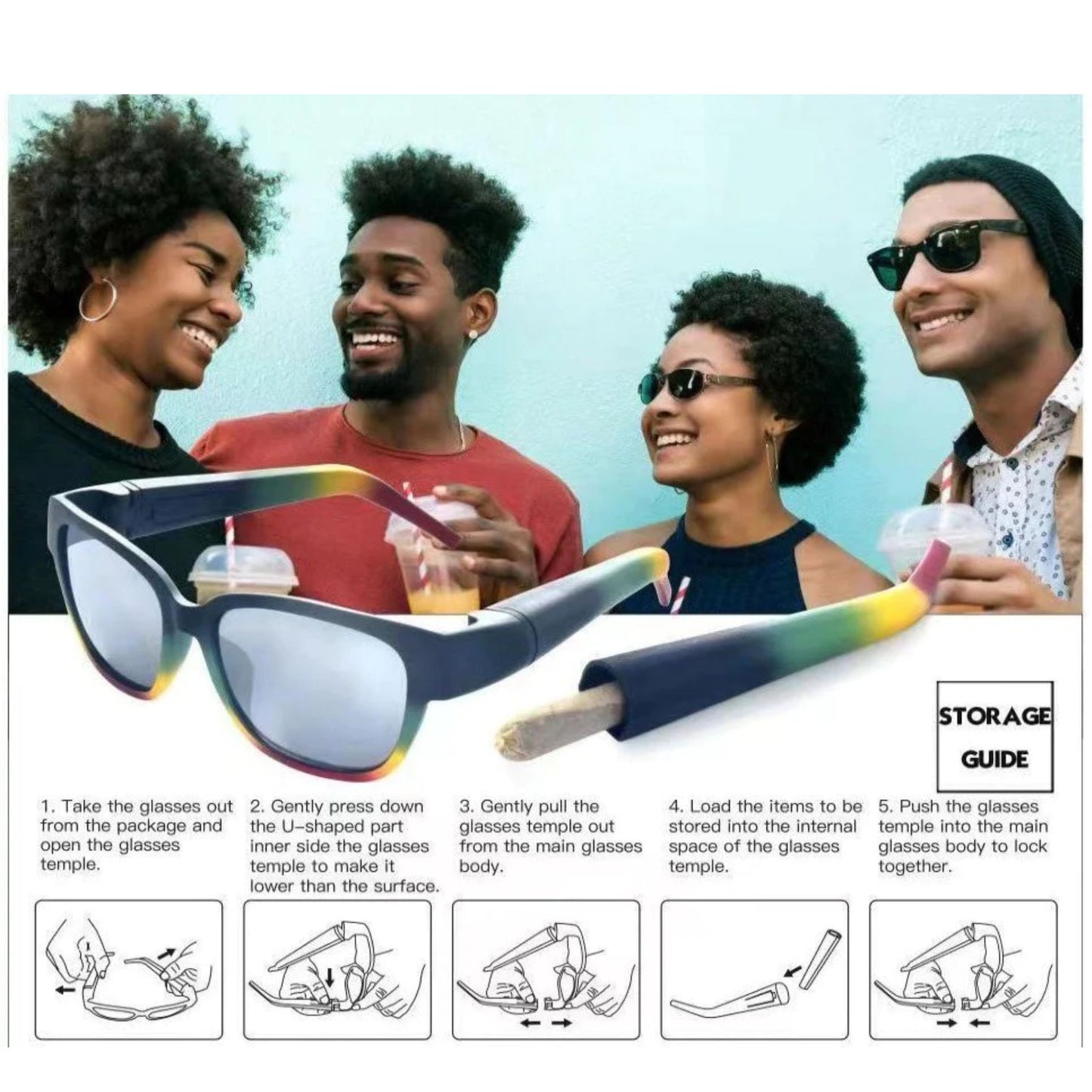 HONEYPUFF SUNGLASSES WITH HIDDEN STORAGE