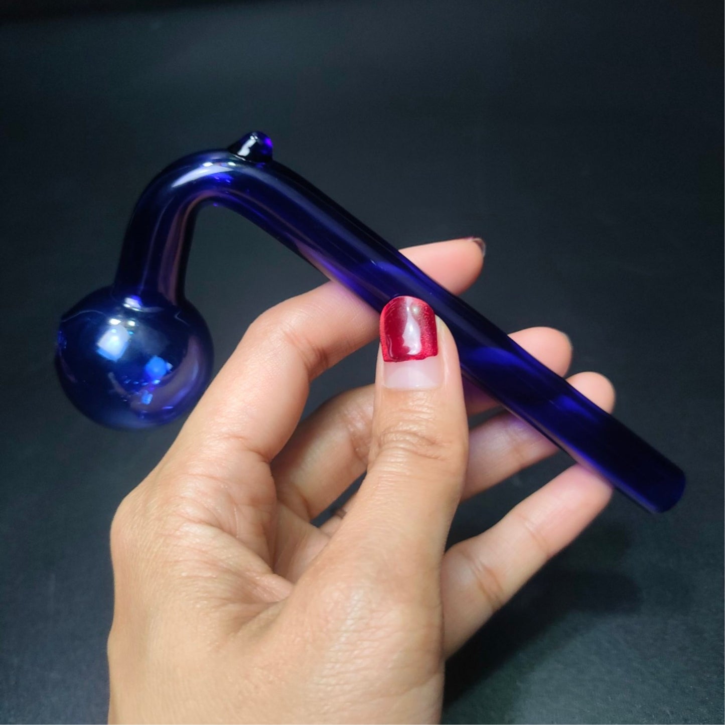 PIPE | CURVED OIL BURNER HANDPIPE GLASS PIPE FOR WAX 5 INCH