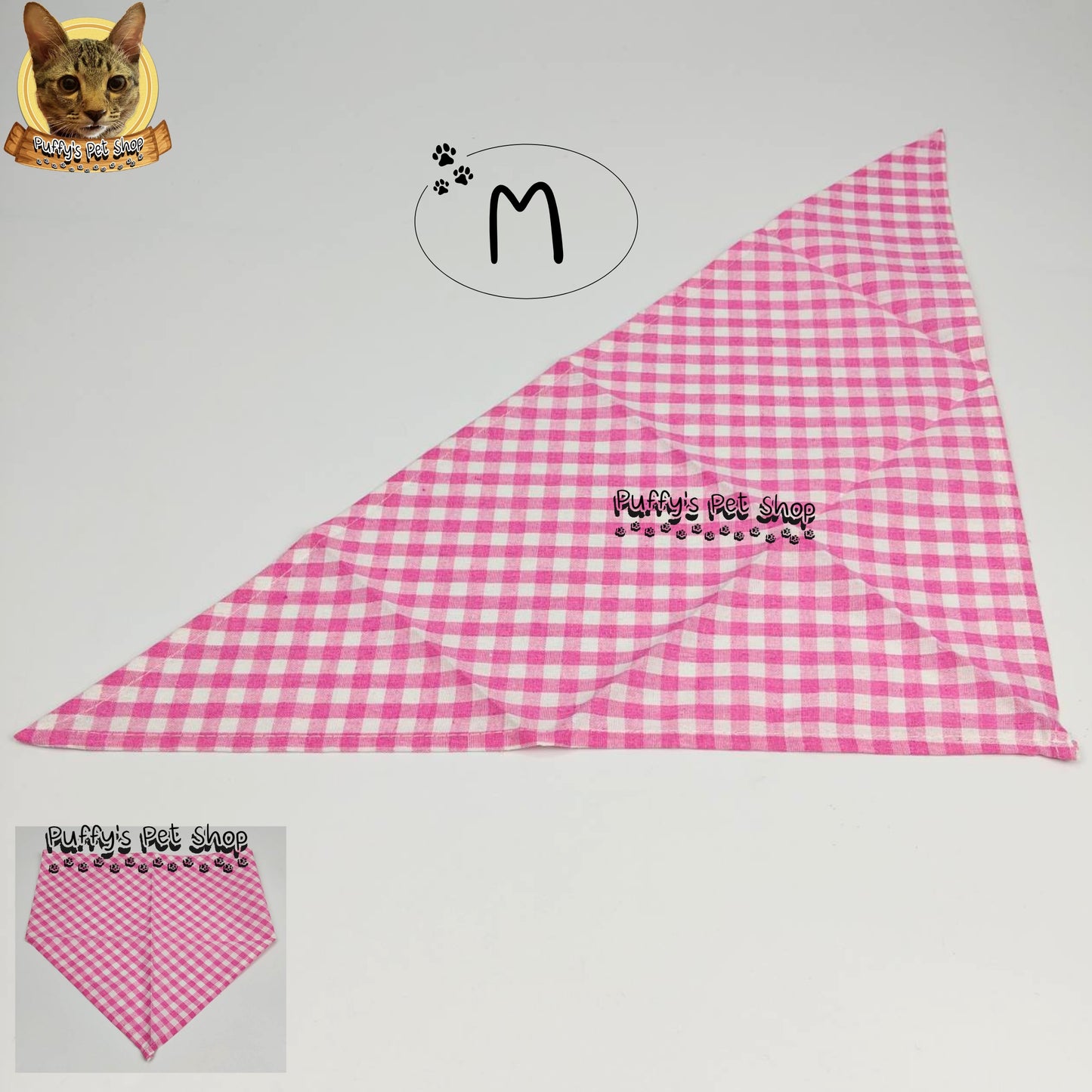 Puffy's Pet Shop |  Luxury Cotton Pet Scarf  ผ้าพันคอสัตว์เลี้ยงพรีเมียม ผ้าคอตตอนแท้ เนื้อผ้าดี ไม่ระคายเคือง สำหรับสุนัขและแมว ขนาด L 60 ซม.