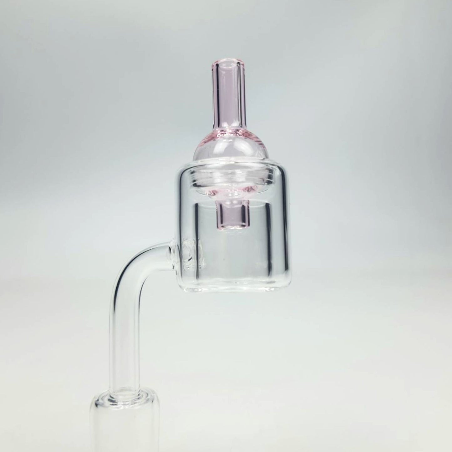 QUARTZ BOWL | DOUBLE LAYER QUARTZ BANGER 18MM & 90 DEGREE WITH GLASS CAP