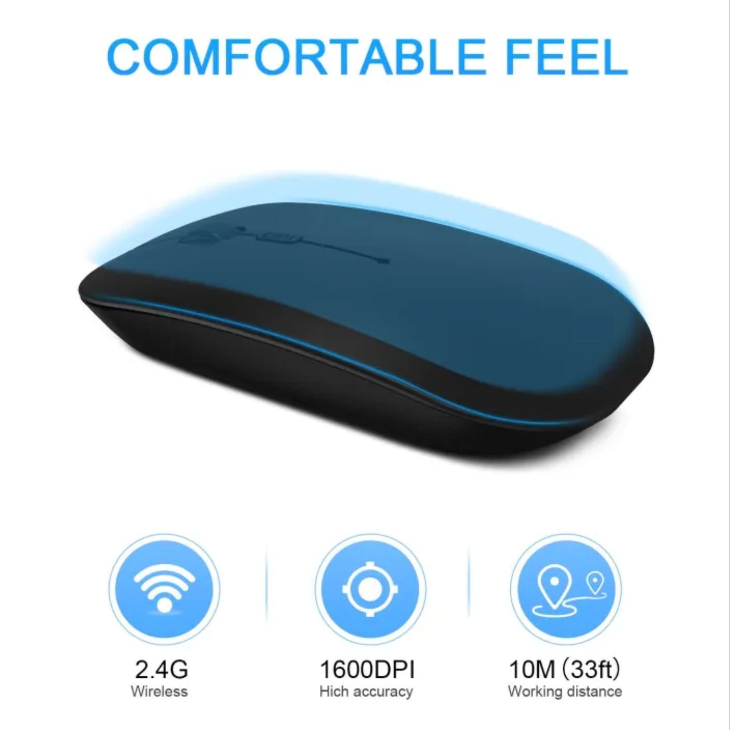 เม้าส์ไร้สาย สีเทา ปุ่มเงียบ ปรับ DPI ได้ 3 ระดับ (800/1200/1600)Wireless-Rechargeable Office Mouse รับประกัน 1 ปี