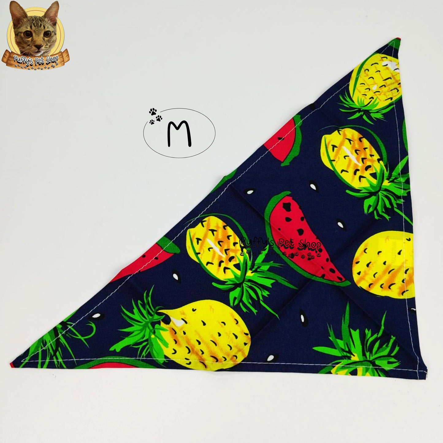 Puffy's Pet Shop |  Luxury Cotton Pet Scarf  ผ้าพันคอสัตว์เลี้ยงพรีเมียม ผ้าคอตตอนแท้ เนื้อผ้าดี ไม่ระคายเคือง สำหรับสุนัขและแมว ขนาด S 40 ซม.