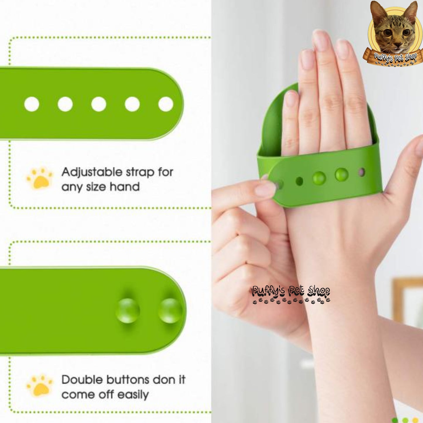 Puffy's Pet Shop | Pet Bath Brush แปรงยางอาบน้ำคุณภาพสูง สำหรับสุนัขและแมว  ขนาด 13 x 8 ซม.
