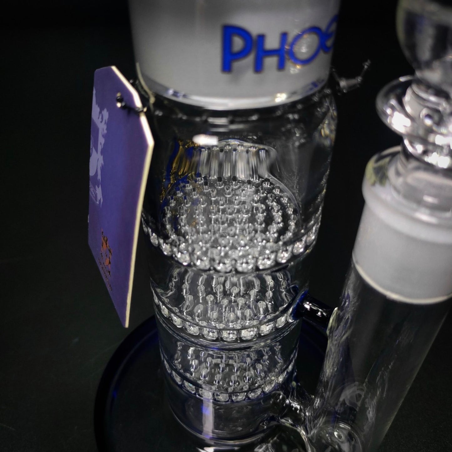 Glass Bong | PHOENIX STAR STRAIGHT LEGO WITH TRIPLE HONEYCOMB PERCOLATOR 15INCH | WHITE CLIP