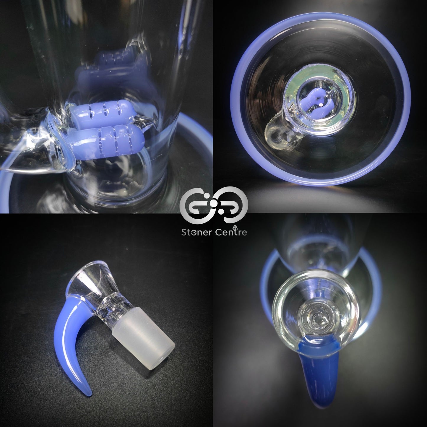 Glass Bong | NO LOGO STR WITH DOUBLE INLINE PERC 18 MM COLORFUL HORN 17 INCH
