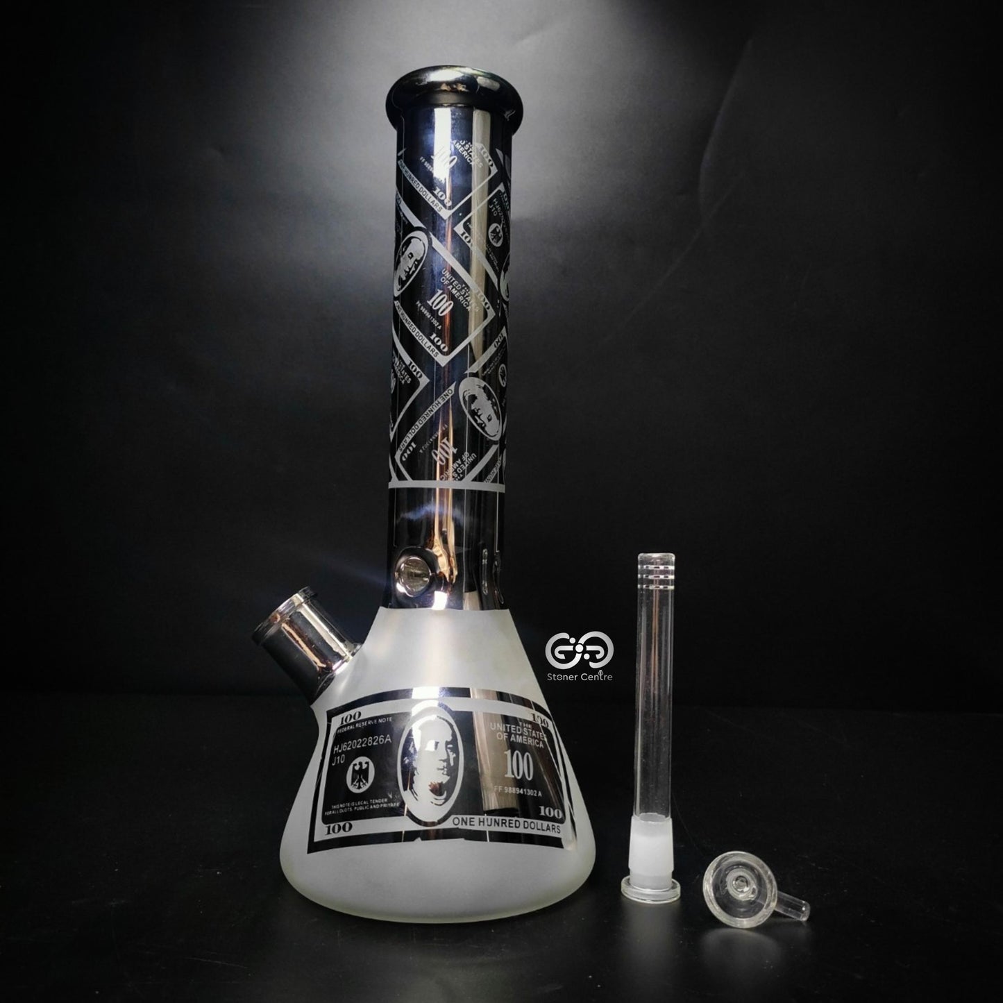 Glass Bong | DOLLAR BILL BEAKER SILVER 13.5 INCH