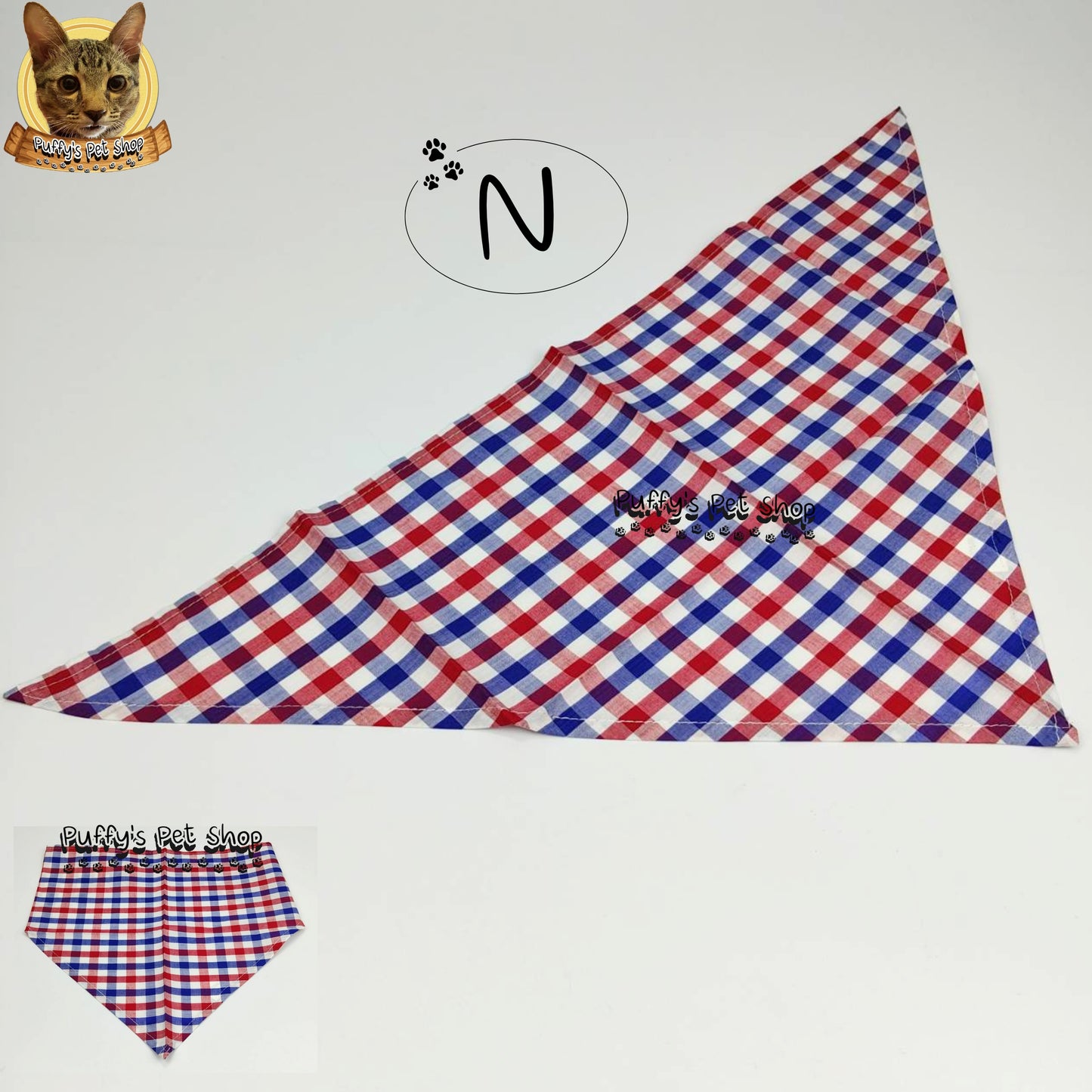 Puffy's Pet Shop |  Luxury Cotton Pet Scarf  ผ้าพันคอสัตว์เลี้ยงพรีเมียม ผ้าคอตตอนแท้ เนื้อผ้าดี ไม่ระคายเคือง สำหรับสุนัขและแมว ขนาด L 60 ซม.