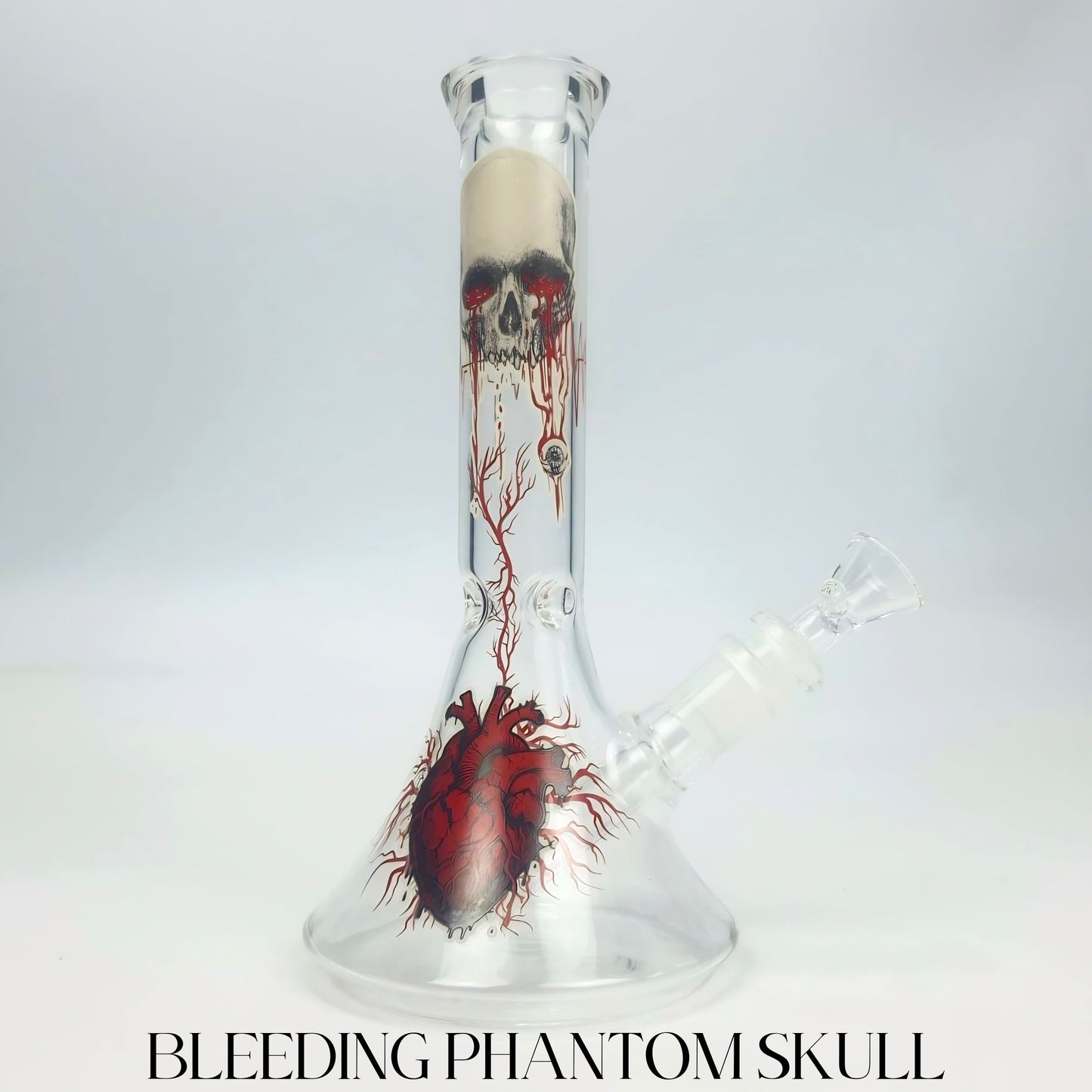 GLASS BONG | CRIMSON HEART GLOW IN THE DARK BEAKER 9INCH 5MM THICKNESS