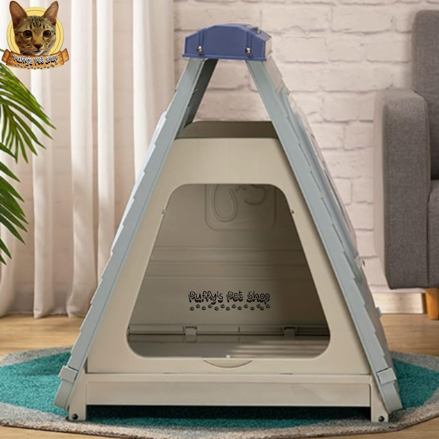 Puffy's Pet Shop | Vintage-Style Dog Tent Bed   15 kg เต็นท์ที่นอนสุนัขสไตล์วินเทจ สำหรับสุนัขน้ำหนักน้อยกว่า 15 กก. ขนาด: 58 x 71 x 68 ซม.