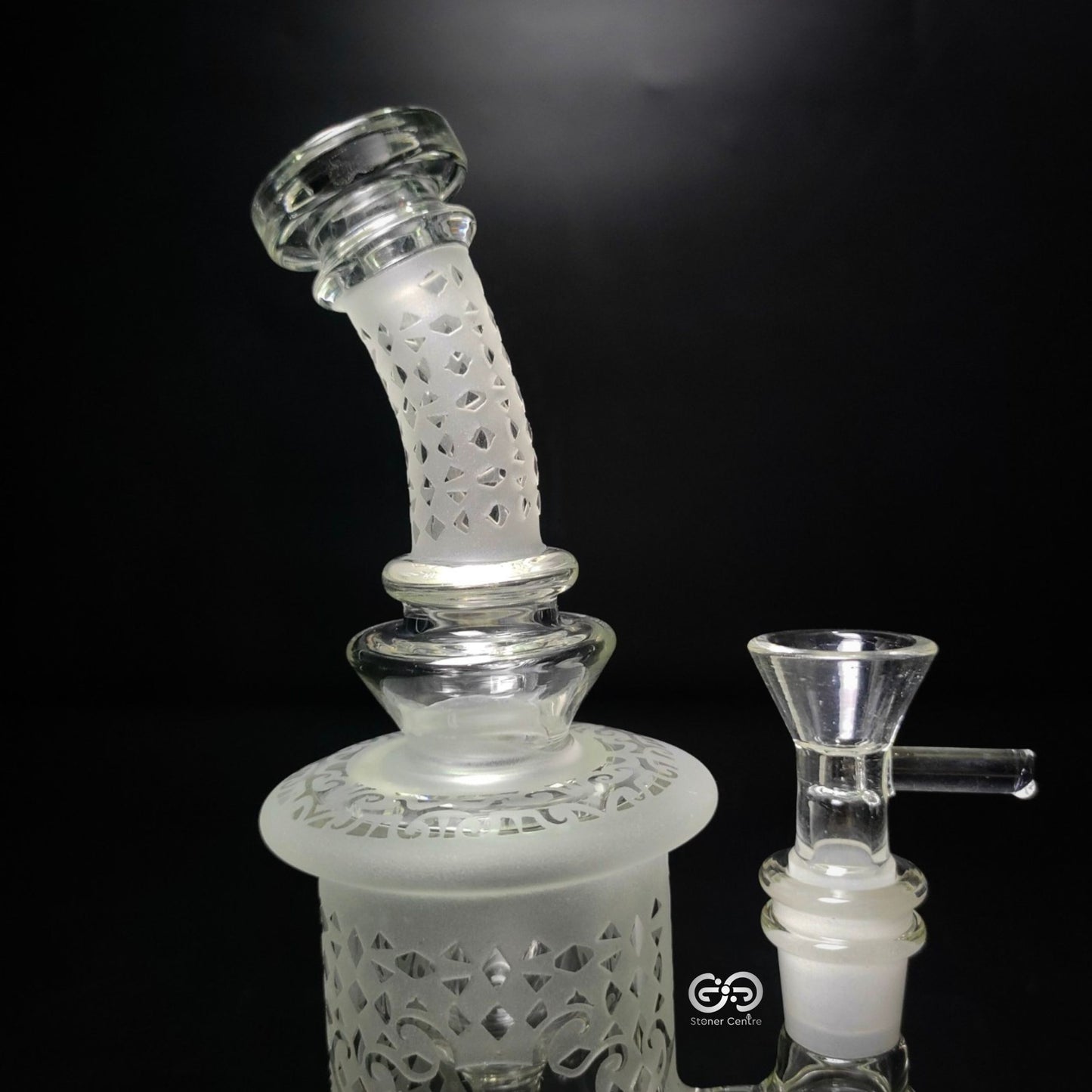 Glass Bong | ENGRAVED DYNASTY DAB RIG 14 MM JOINT WITH PERC 9 INCH