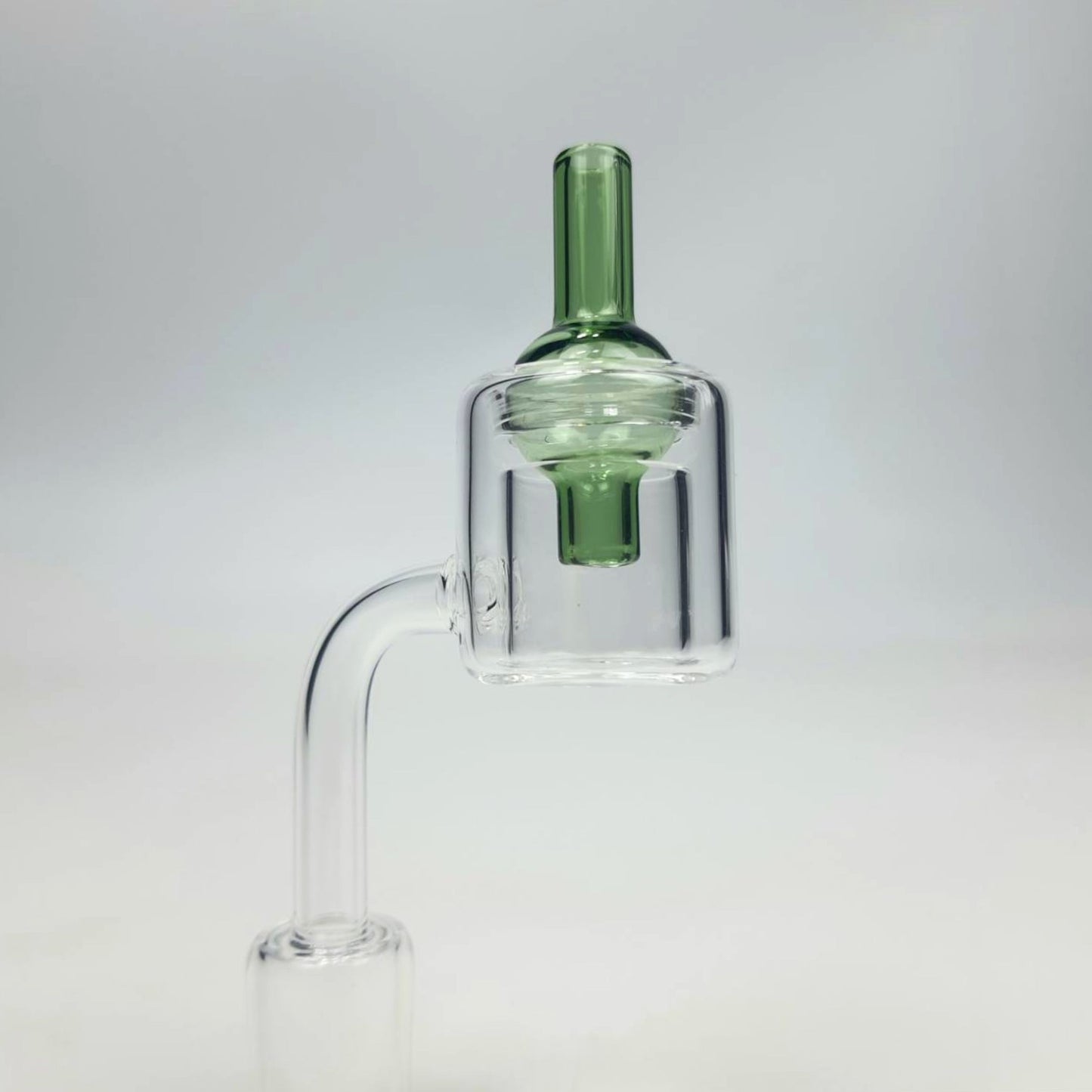QUARTZ BOWL | DOUBLE LAYER QUARTZ BANGER 18MM & 90 DEGREE WITH GLASS CAP