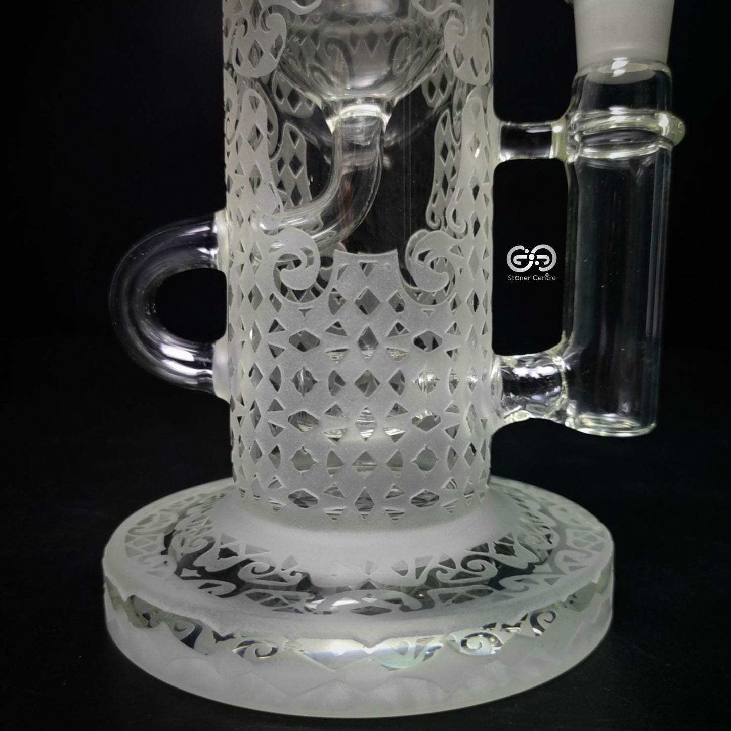 Glass Bong | ENGRAVED DYNASTY DAB RIG 14 MM JOINT WITH PERC 9 INCH