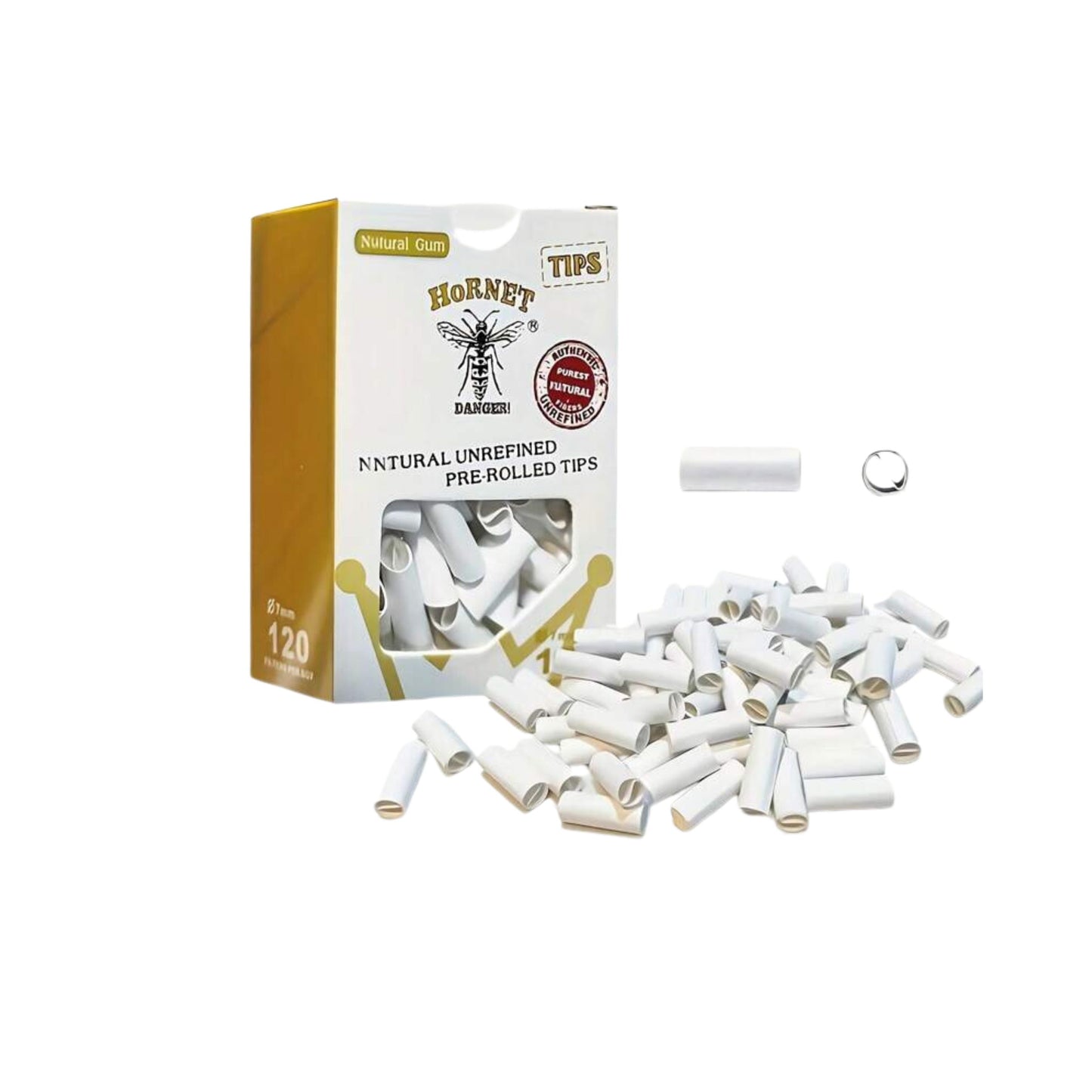 ROLLING PAPER | HORNET WHITE NATURAL UNREFINED PRE - ROLL TIP 7MM