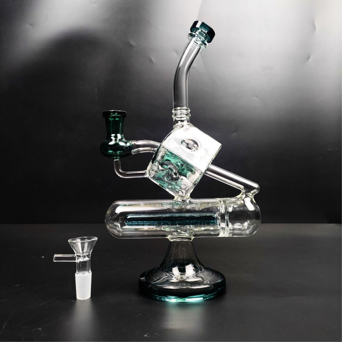 Glass Bong | DICE RECYCLER WITH INLINE PERC 10.5 INCH