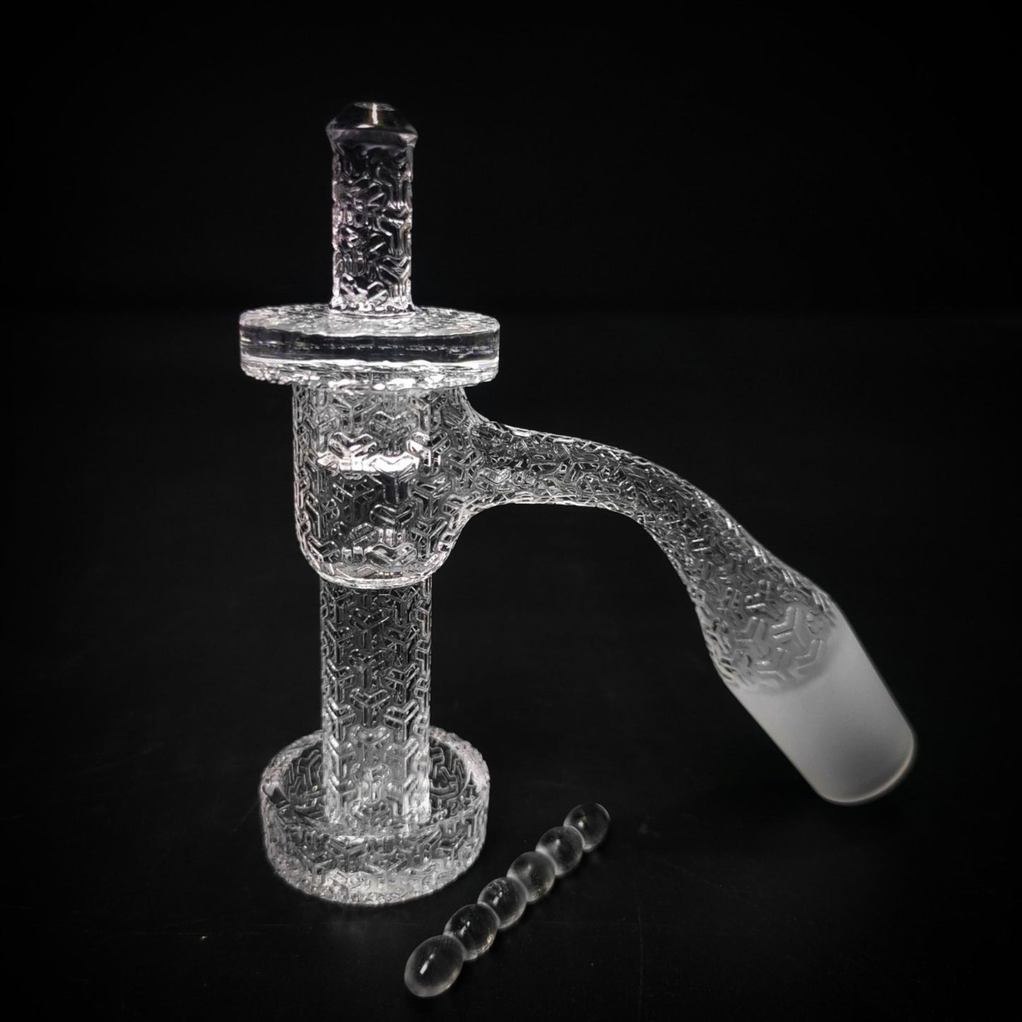 QUARTZ BOWL | PATTERNED QUARTZ BOWL WITH CAP & DAB PEARL 18 MM 45&90 DEGREE