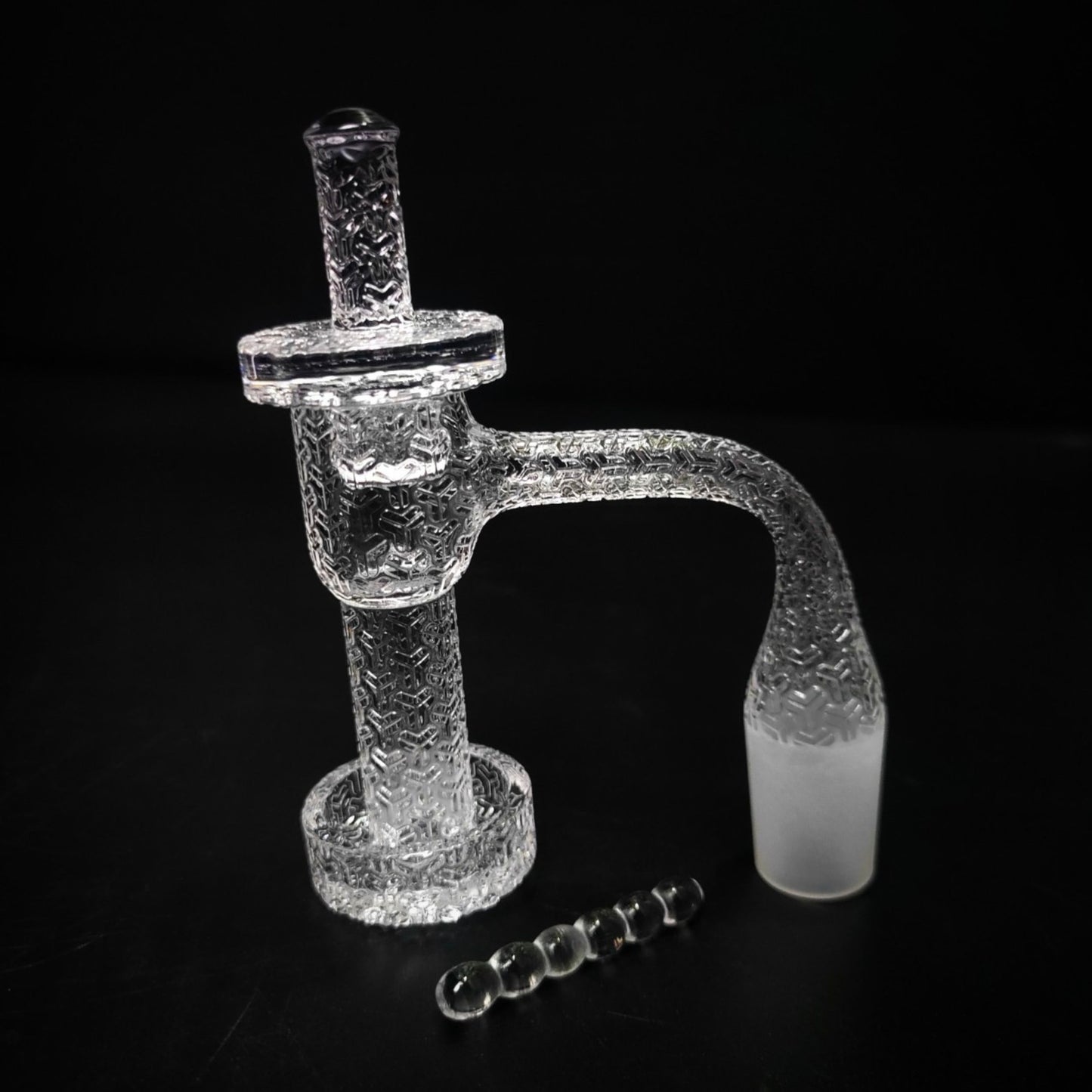 QUARTZ BOWL | PATTERNED QUARTZ BOWL WITH CAP & DAB PEARL 18 MM 45&90 DEGREE