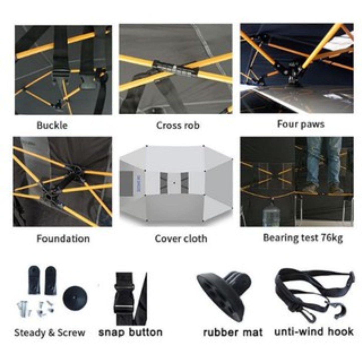 ร่มกันแดดรถยนต์ บังแดดรถยนต์ สำหรับรถ SUV และรถกระบะ รุ่น Manual (ขนาด 440x250cm)แถมขาตั้งร่ม