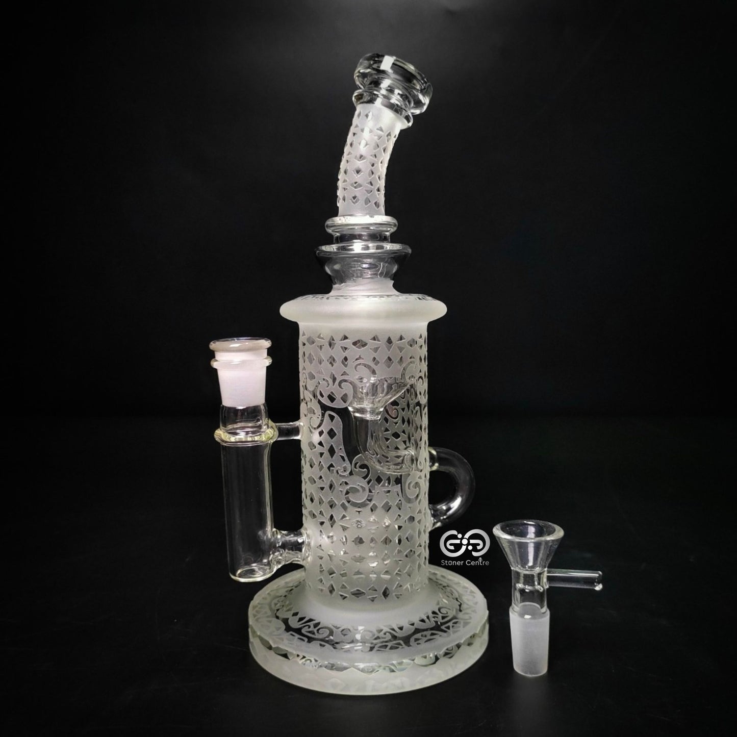Glass Bong | ENGRAVED DYNASTY DAB RIG 14 MM JOINT WITH PERC 9 INCH