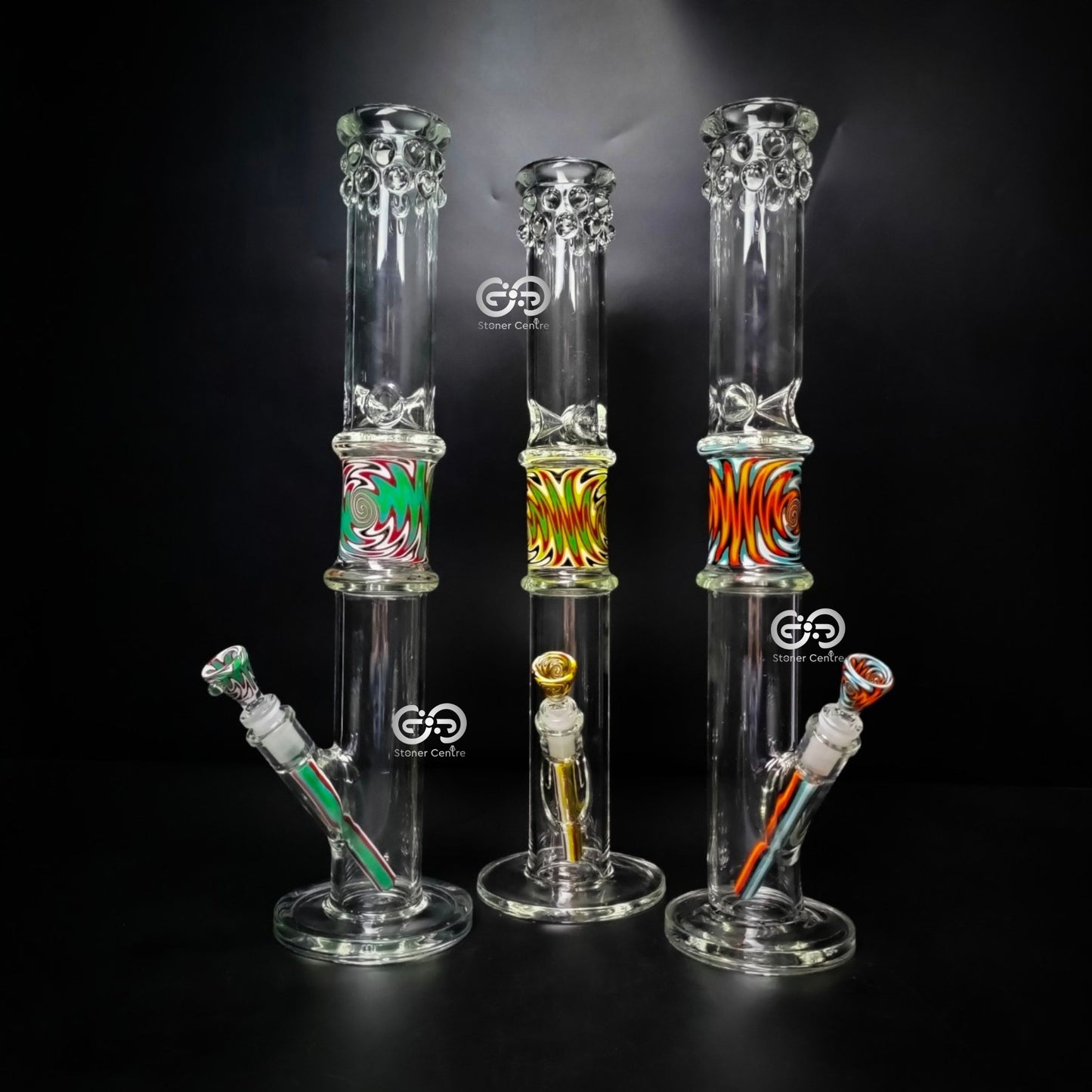 Glass Bong | WP526 BOHEMIAN STRAIGHT GLASS WITH COLORFUL TUBE & BOWL SET 18 INCH