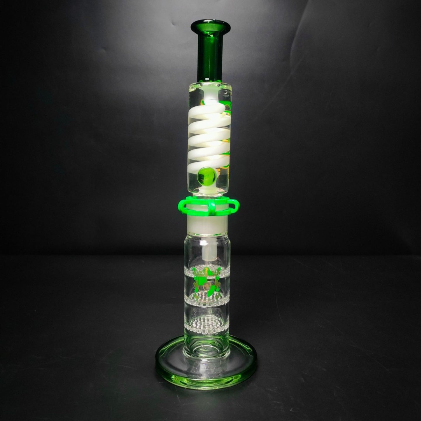 Glass Bong | PHOENIX STAR STRAIGHT LEGO WITH TRIPLE HONEYCOMB PERCOLATOR 15INCH | WHITE CLIP