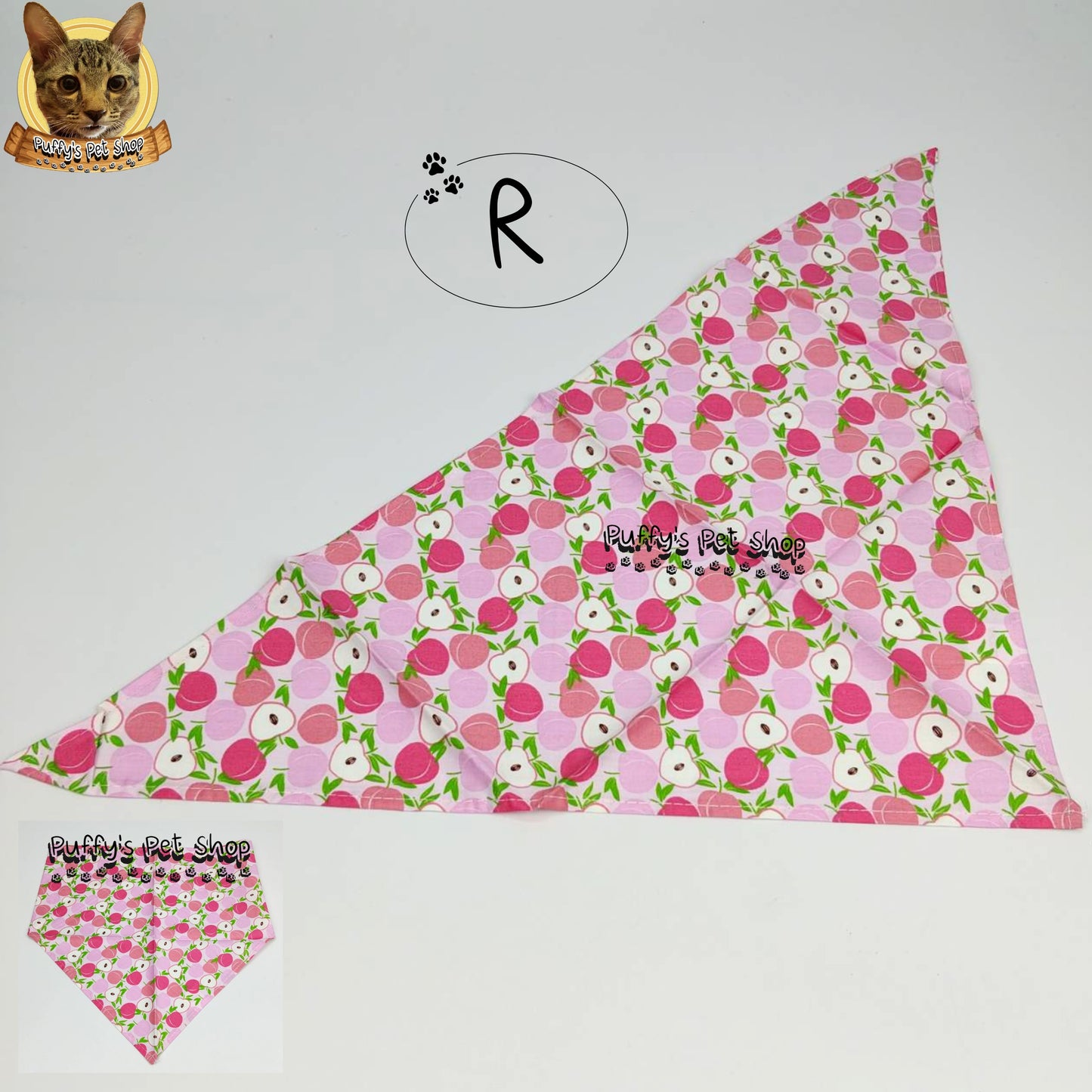 Puffy's Pet Shop |  Luxury Cotton Pet Scarf  ผ้าพันคอสัตว์เลี้ยงพรีเมียม ผ้าคอตตอนแท้ เนื้อผ้าดี ไม่ระคายเคือง สำหรับสุนัขและแมว ขนาด L 60 ซม.
