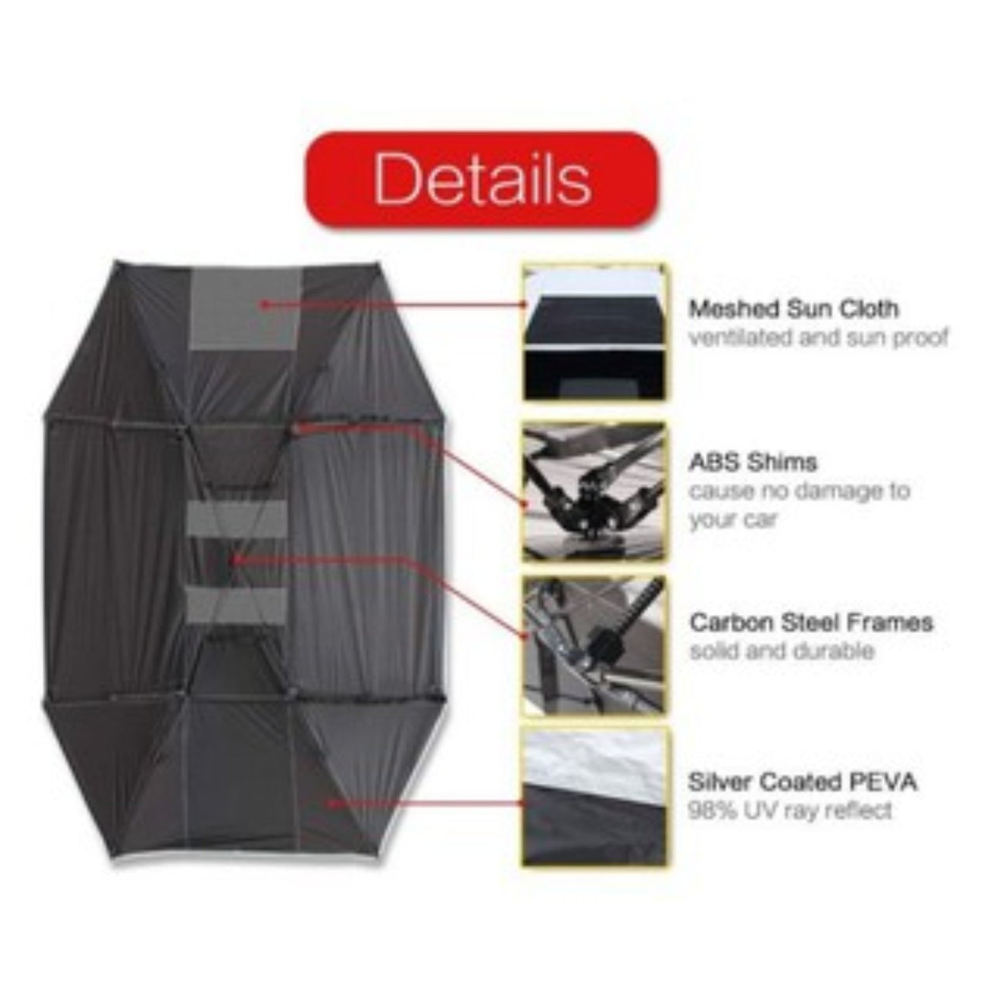 ร่มกันแดดรถยนต์ บังแดดรถยนต์ สำหรับรถ SUV และรถกระบะ รุ่น Manual (ขนาด 440x250cm) แถมร่มพกพา ขนาดครอบครัว