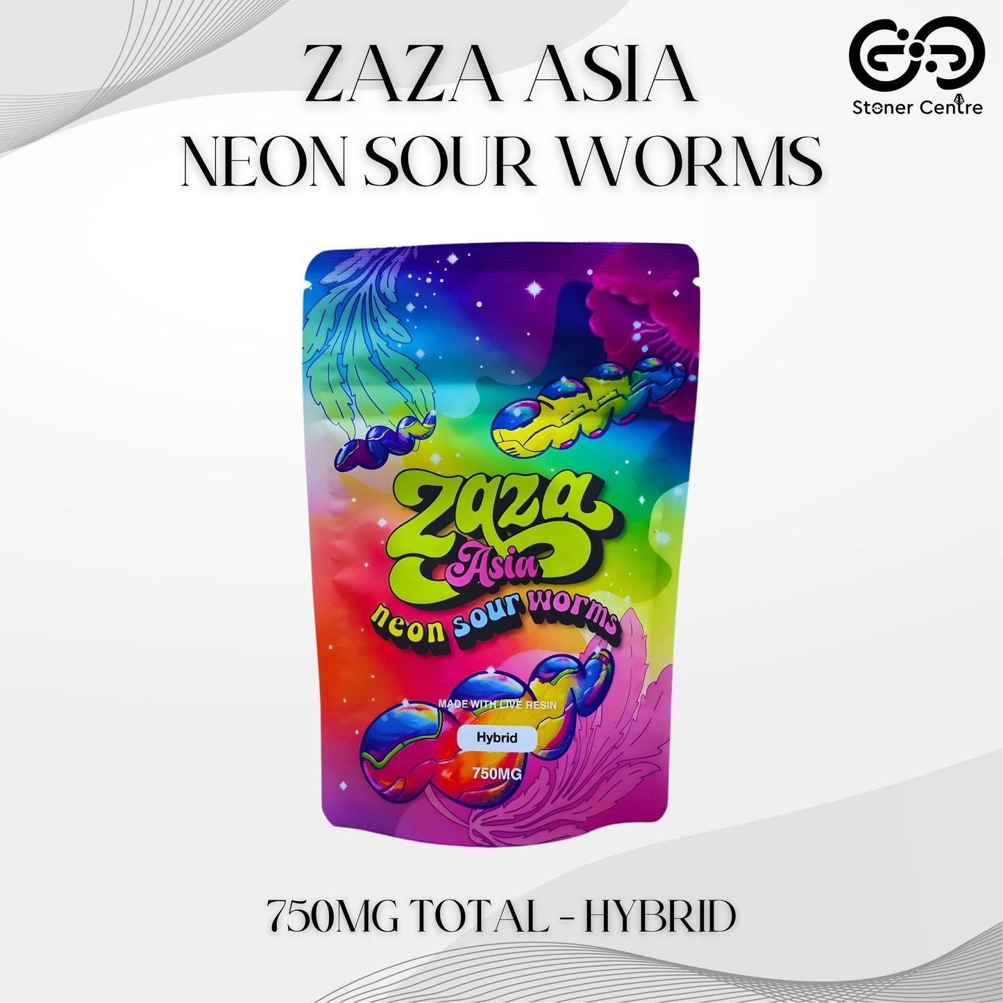 JELLY ZAZA ASIA | NEON SOUR WORMS 750MG EDIBLES GUMMY INFUSED THC SNACK