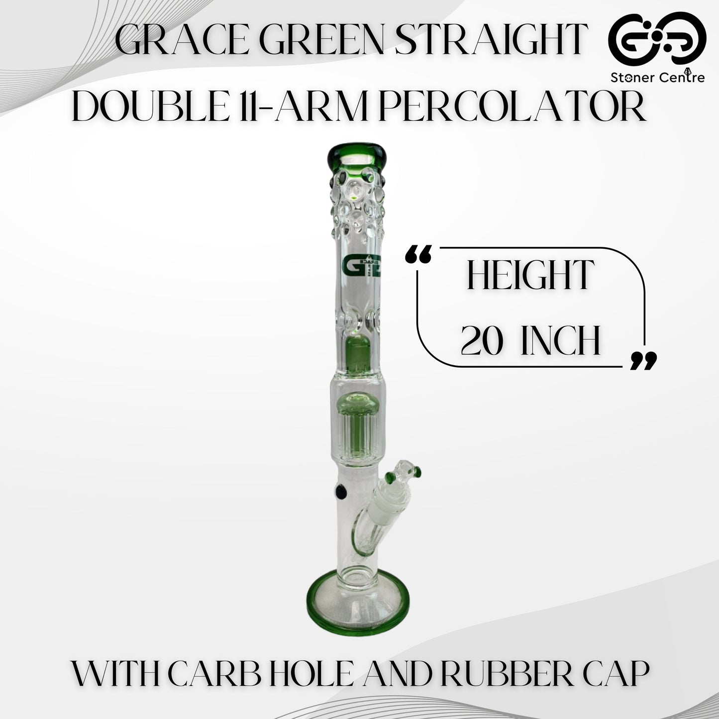 Glass Bong | GRACE GREEN STRAIGHT WITH 11 - ARM & DOME PERCOLATOR 20 INCH