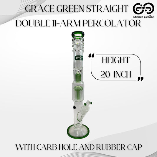 Glass Bong | GRACE GREEN STRAIGHT WITH 11 - ARM & DOME PERCOLATOR 20 INCH
