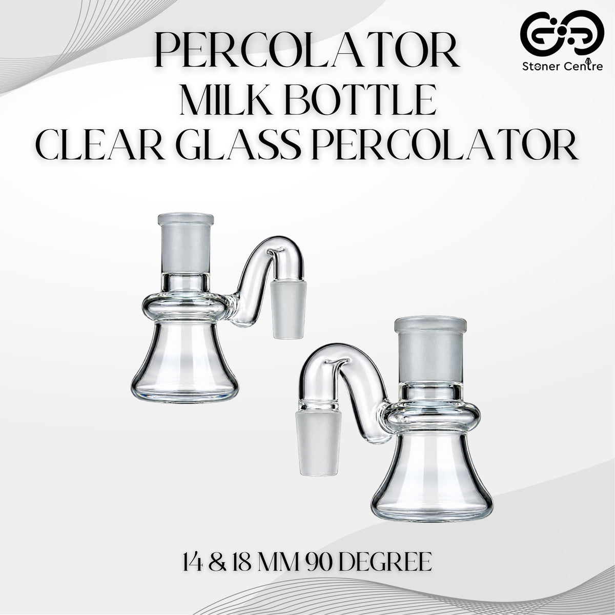 PERCOLATOR | MILK BOTTLE PERCOLATOR - CLEAR GLASS 14 & 18 MM 90 DEGREE