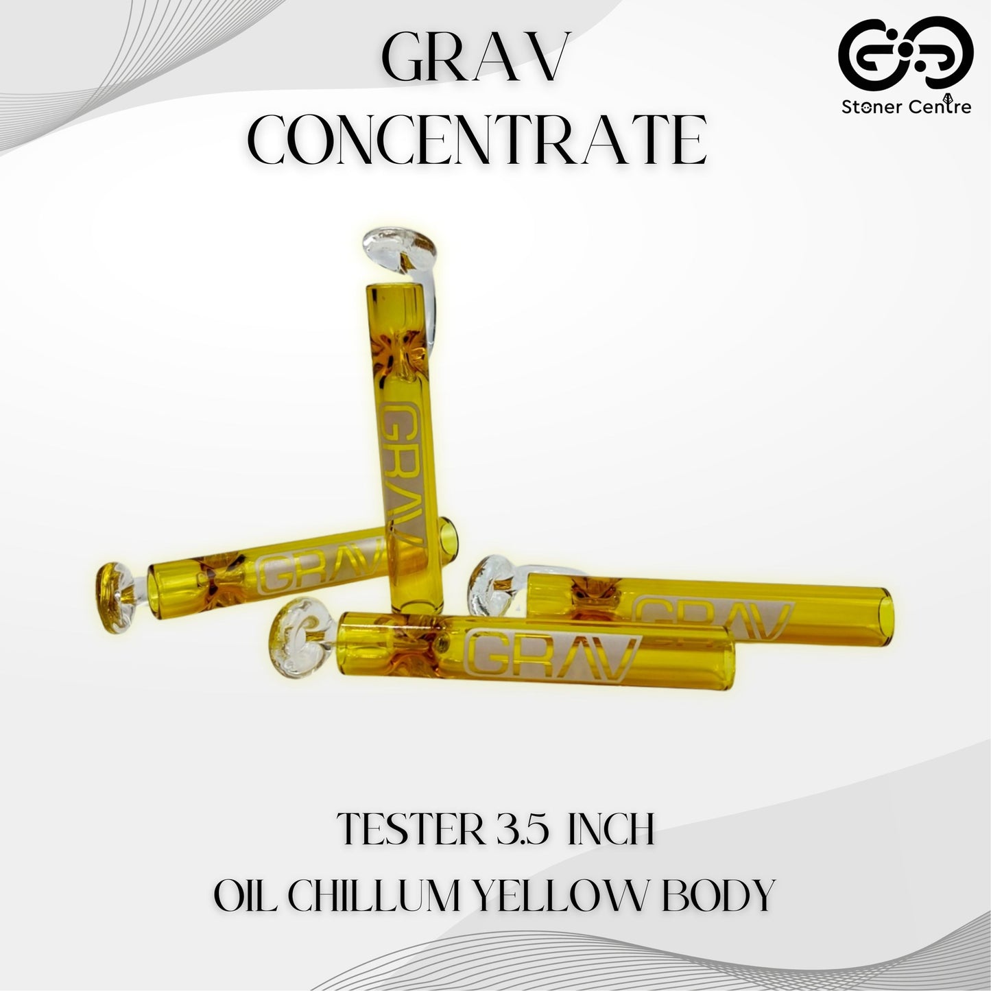 PIPE | GRAV CONCENTRATE TESTER OIL CHILLUM 3.5 INCH | YELLOW BODY