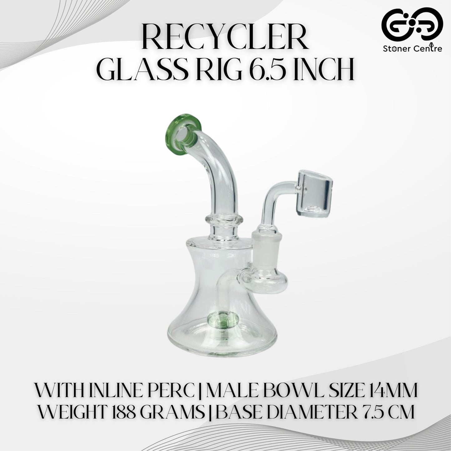 GLASS BONG | RECYCLER GLASS RIG 6.5 INCH WITH MATRIX PERC