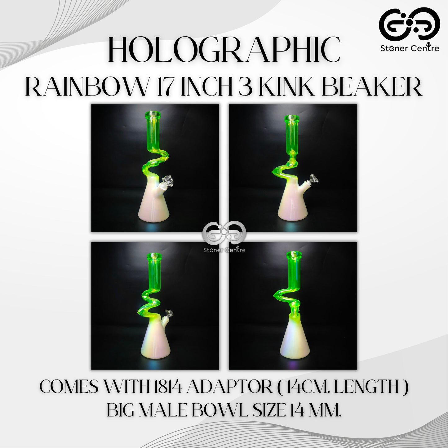 Glass Bong | HOLOGRAPHIC RAINBOW 17 INCH 3 KINK BRAKER