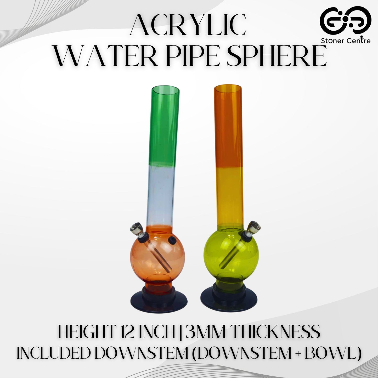 ACRYLIC BONG | ACRYLIC WATER PIPE SPHERE 12 INCH 3MM THICKNESS