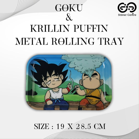 TRAY | GOKU & KRILLIN PUFFING METAL ROLLING TRAY SIZE : 19X28.5 CM
