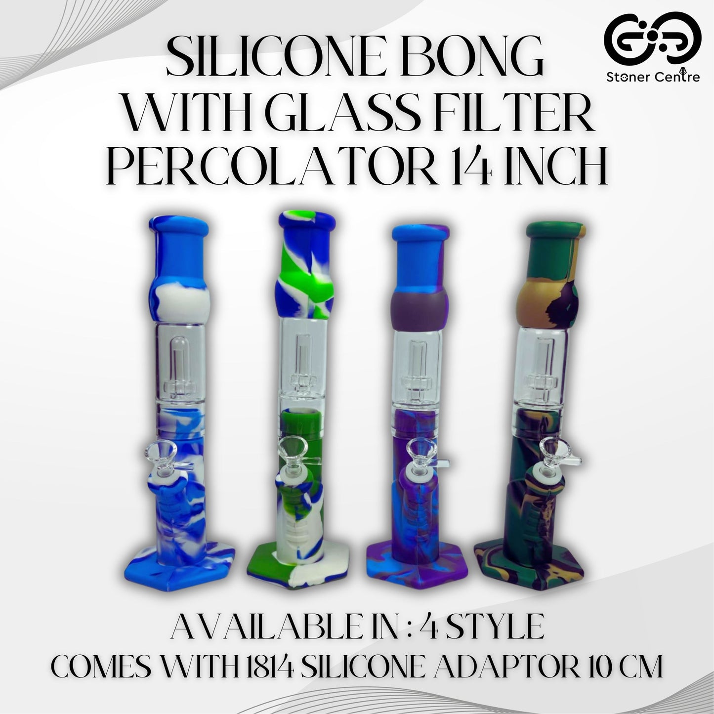 Glass Bong | SILICONE BONG WITH GLASS FILTER PERCOLATOR 14 INCH