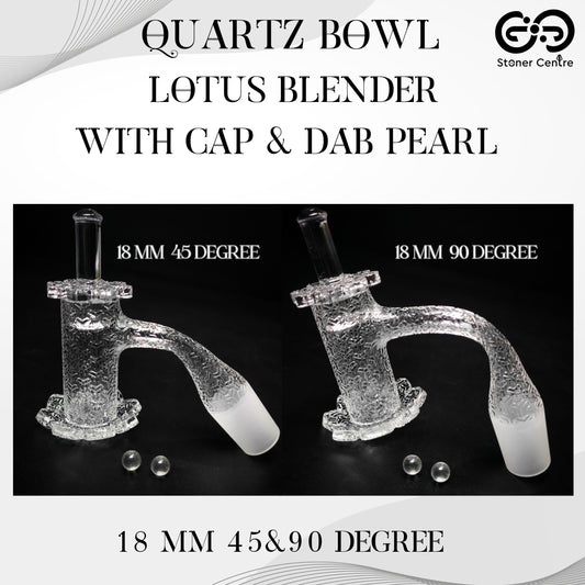 QUARTZ BOWL | LOTUS BLENDER QUARTZ BANGER WITH CAP PEARL 18 MM 45&90 DEGREE