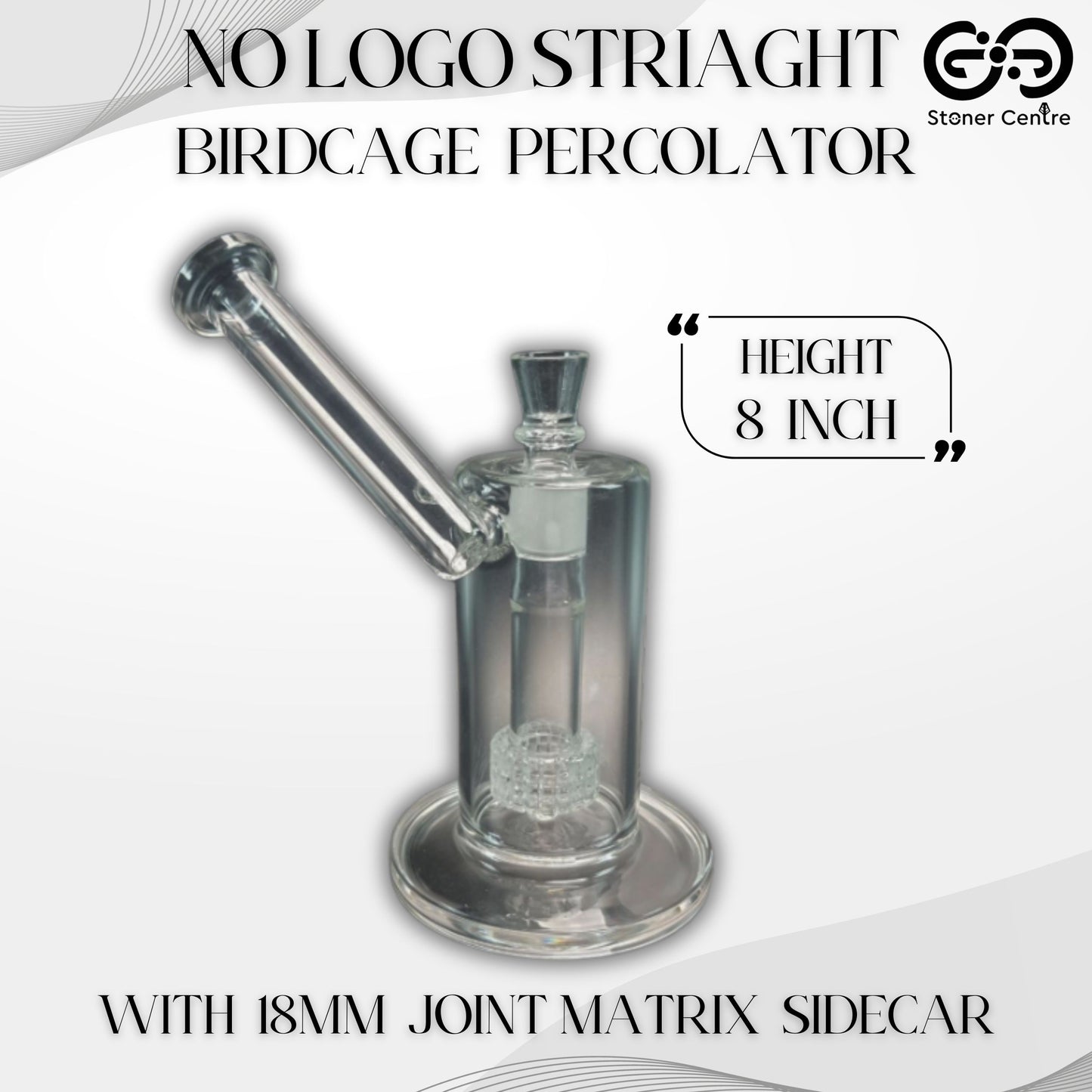 Glass Bong | NO LOGO STRIAGHT BIRDCAGE PERC WITH 18 MM JOINT MATRIX SIDECAR 8 INCH