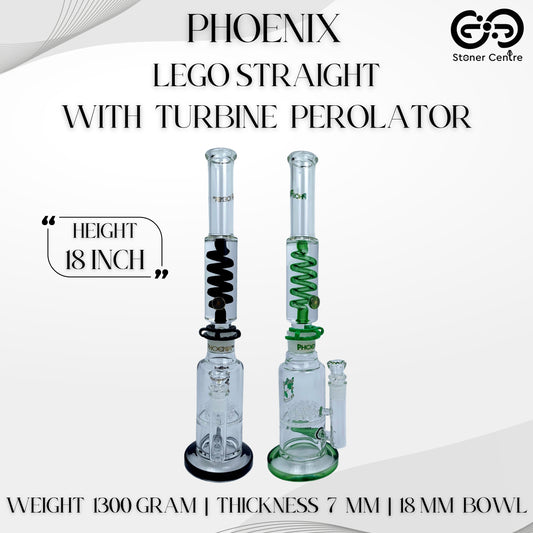 Glass Bong | Phoenix Lego Straight with Turbine Percolator 18inch 7mm PHX BIG LEGO