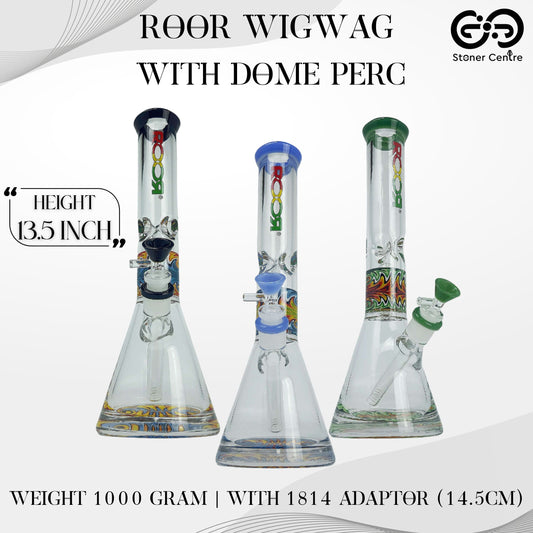 Glass Bong | ROOR BEAKER WIG WAG WITH DOME PERC 9 MM 13.5 INCH