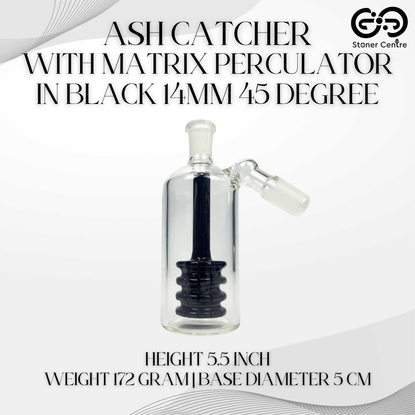 PERCULATOR | ASH CATCHER WITH MATRIX PERCULATOR IN BLACK 14MM 45 DEGREE