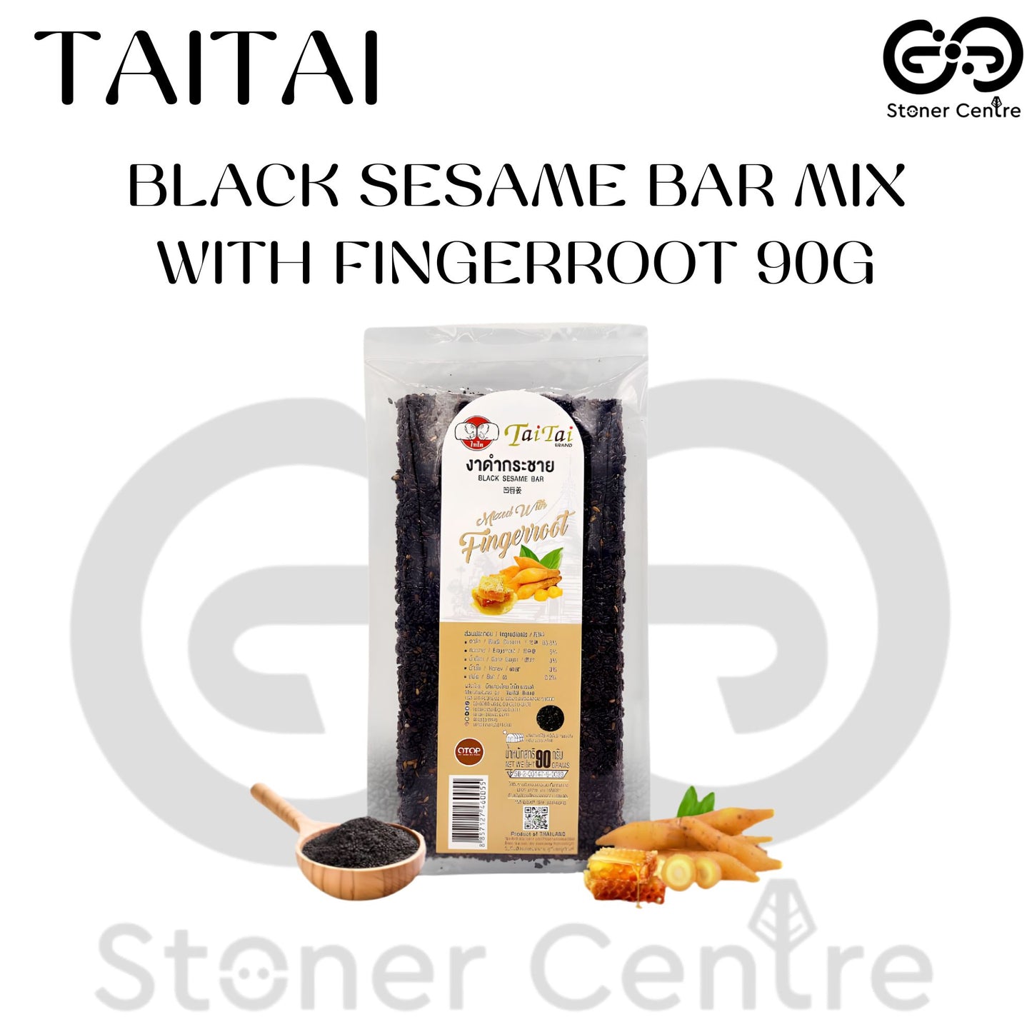 TAITAI BLACK SESAME BAR MIX WITH FINGERROOT | ไทไท "งาดำกระชาย" 100% คัดคุณภาพ ขนาด 90 กรัม พร้อมรับประทานเพื่อสุขภาพที่ดี