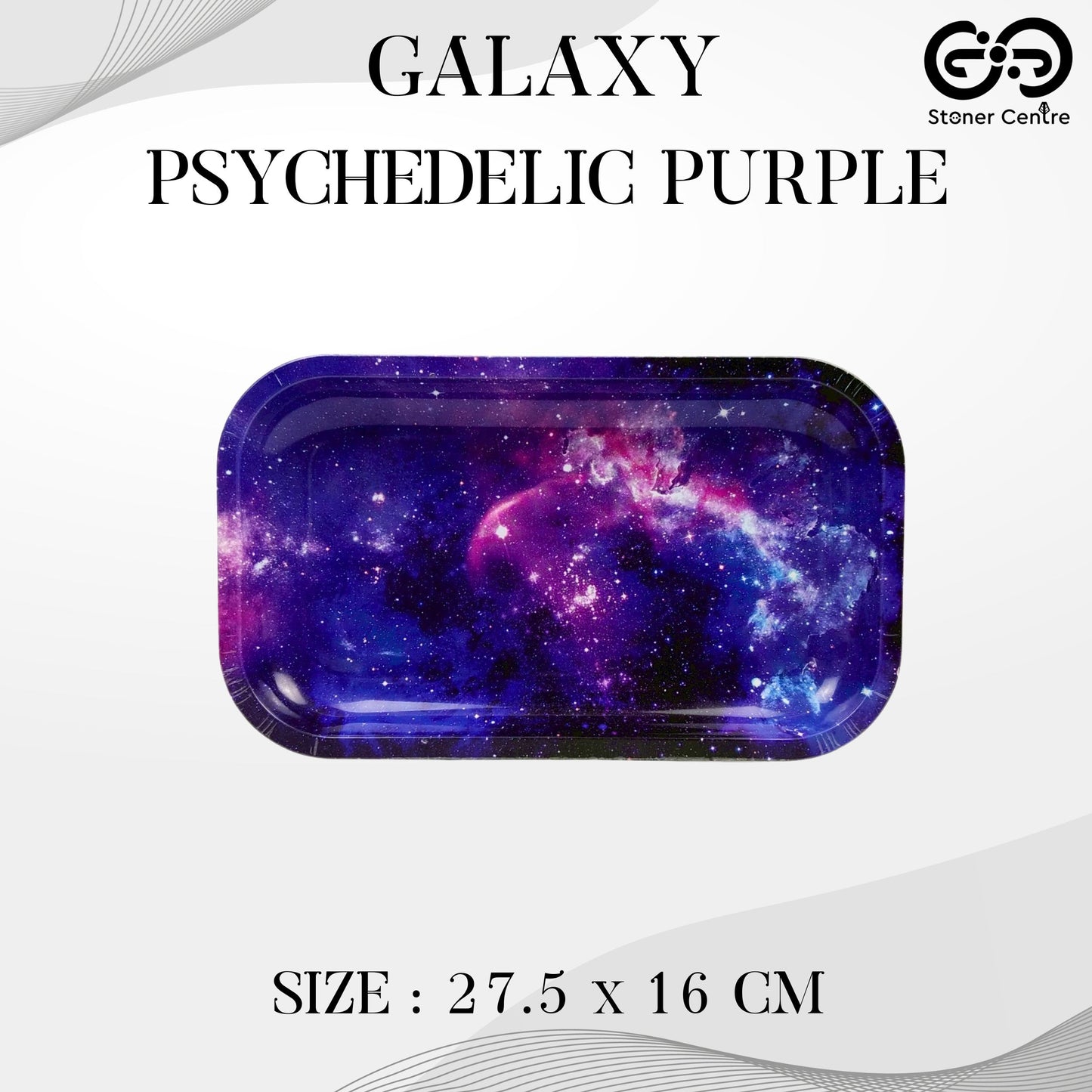 TRAY | GALAXY PSYCHEDELIC PURPLE METAL ROLLING TRAY SIZE : 27.5X16 CM