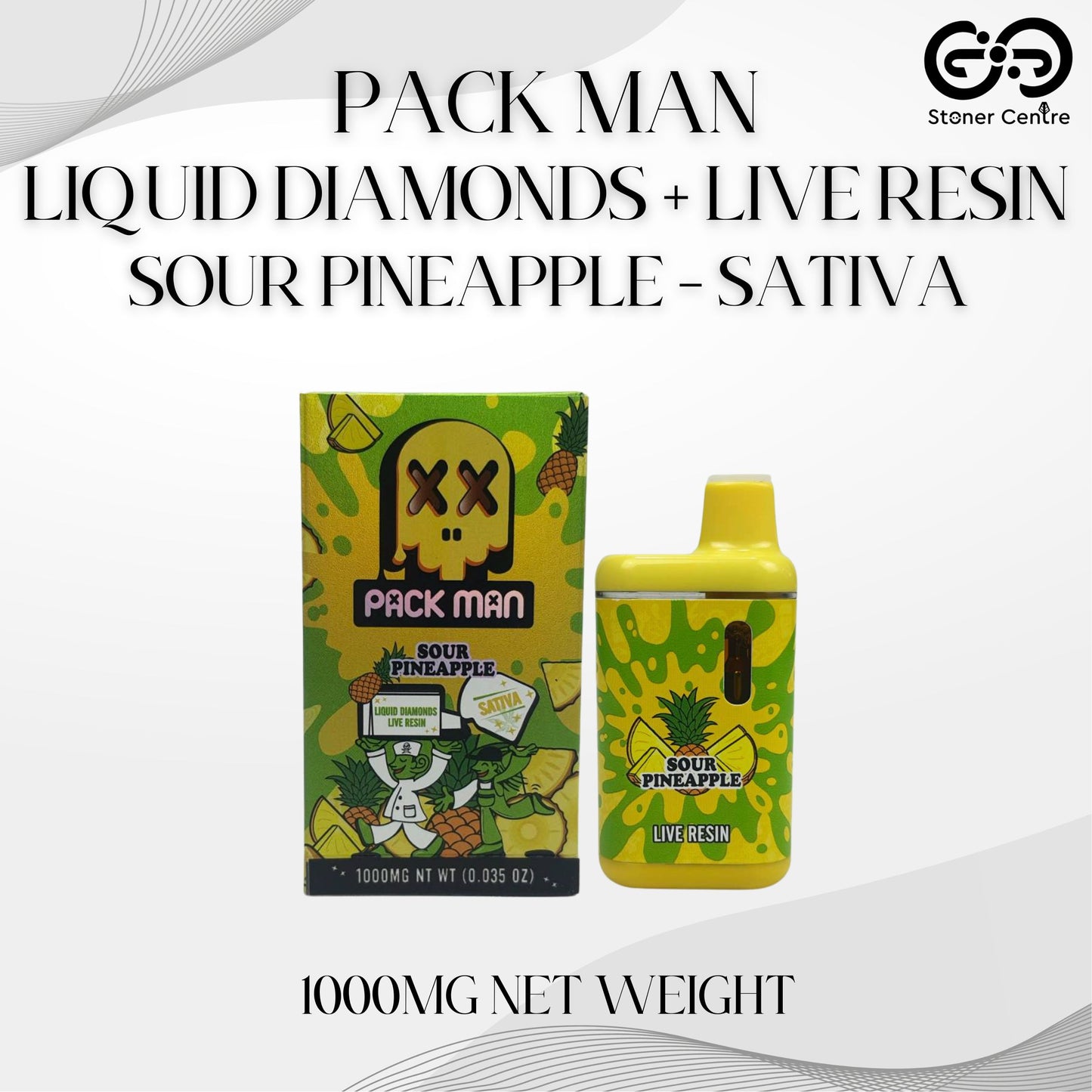 PACK MAN LIQUID DIAMONDS + LIVE RESIN 1.0ML | SOUR PINEAPPLE : SATIVA