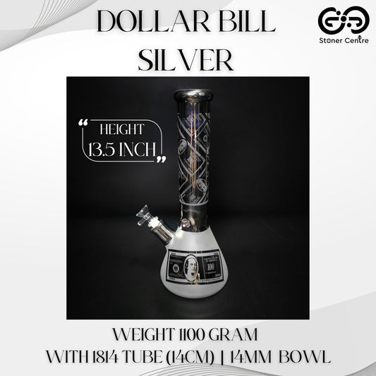 Glass Bong | DOLLAR BILL BEAKER SILVER 13.5 INCH