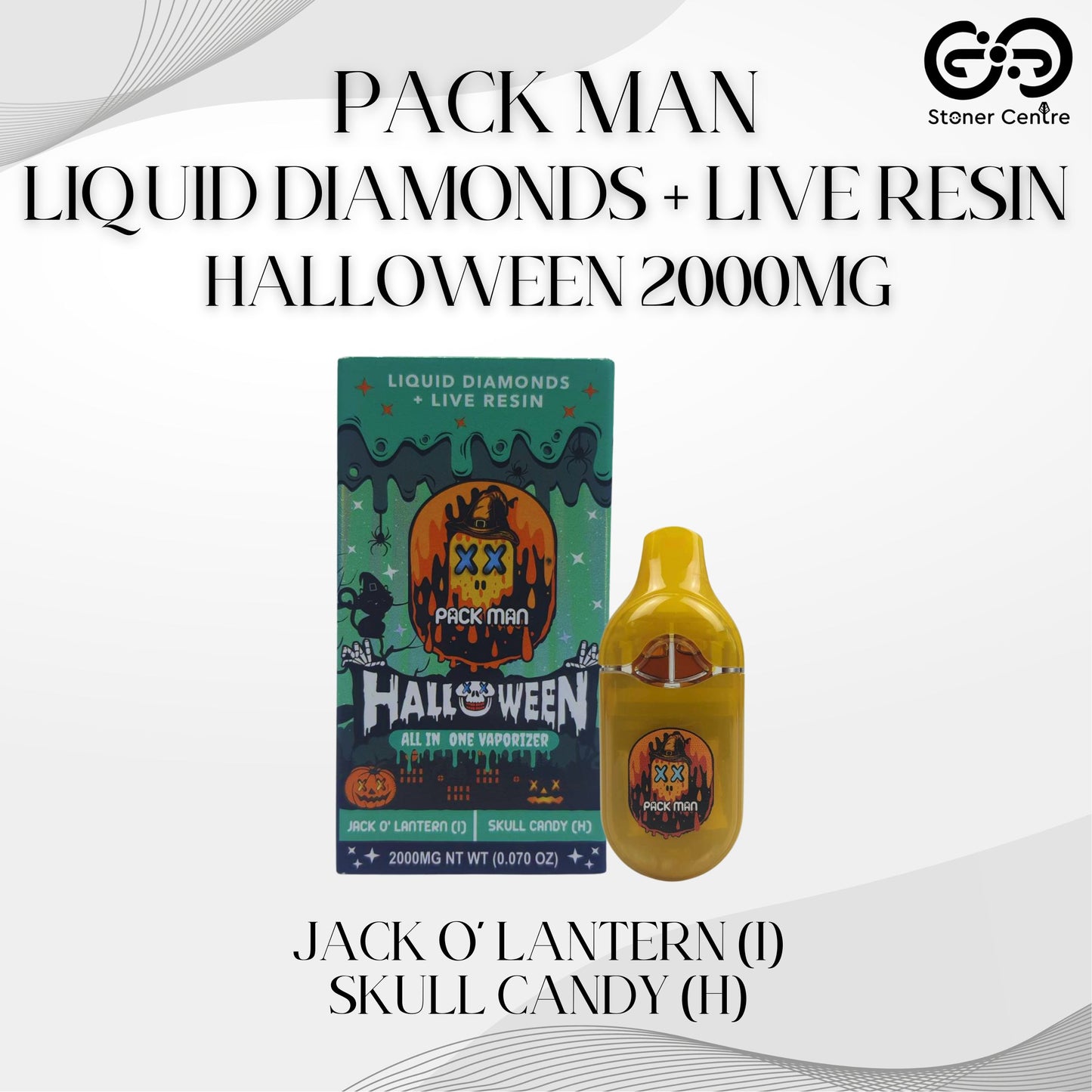 PACK MAN - LIQUID DIAMONDS + LIVE RESIN HALLOWEEN 2.0ML | JACK O’ LANTERN (I) | SKULL CANDY (H)