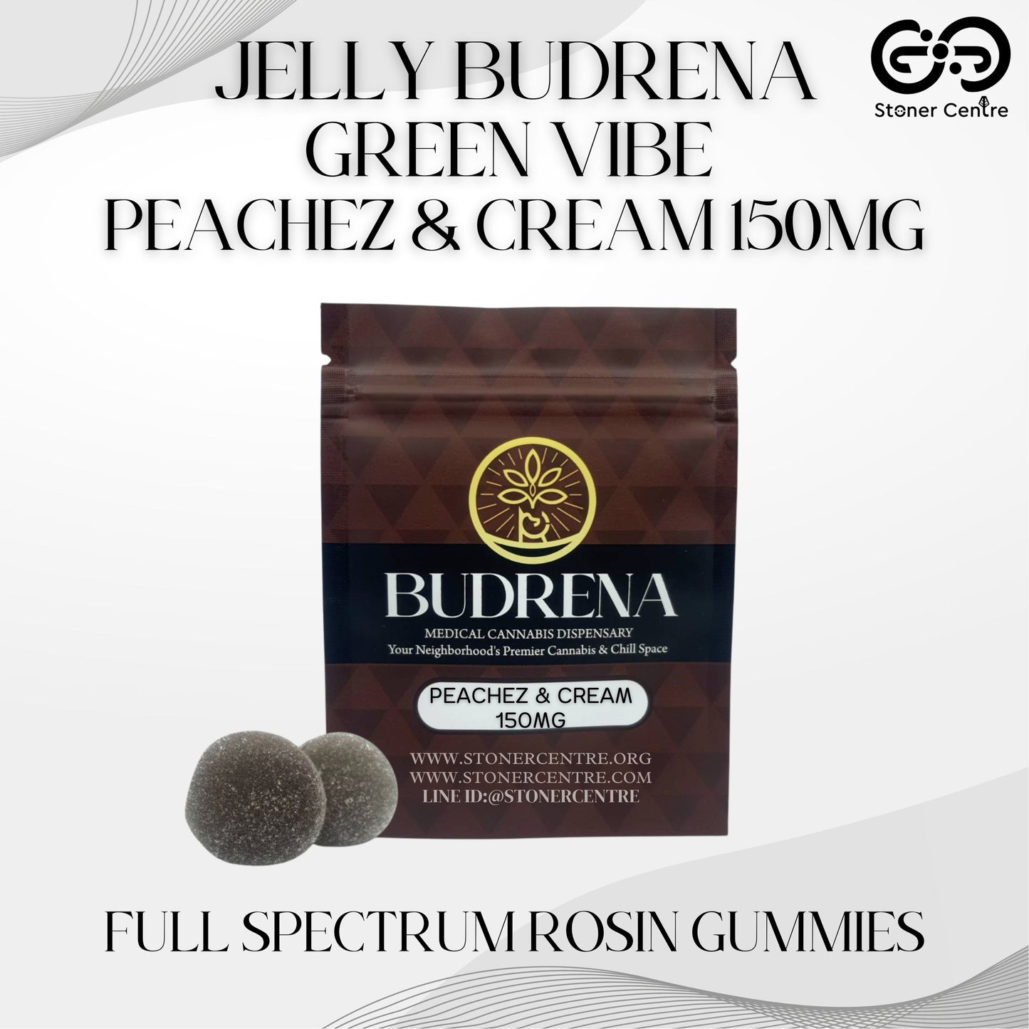JELLY BUDRENA GREEN VIBE | PEACHEZ & CREAM 150MG