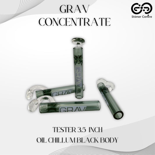 PIPE | GRAV CONCENTRATE TESTER OIL CHILLUM 3.5 INCH | BLACK BODY